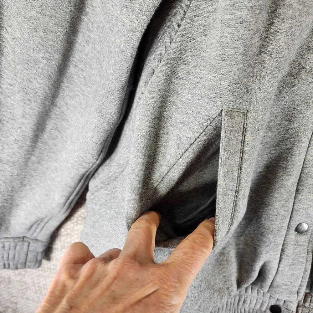 Lululemon Scuba Oversized Varsity Jacket Womens M/L Heathered Grey Plush Lining